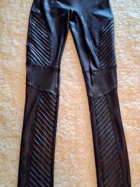 Lux Office/Lounge- Spanx Faux Leather Biker Black Leggings - Excellent Condition